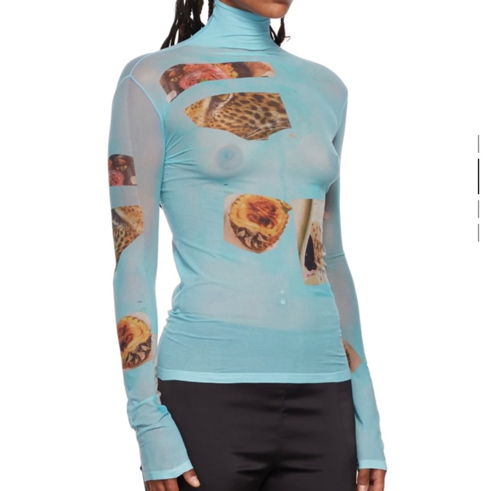 ACNE STUDIOS BLUE DIGITAL PRINT TURTLENECK